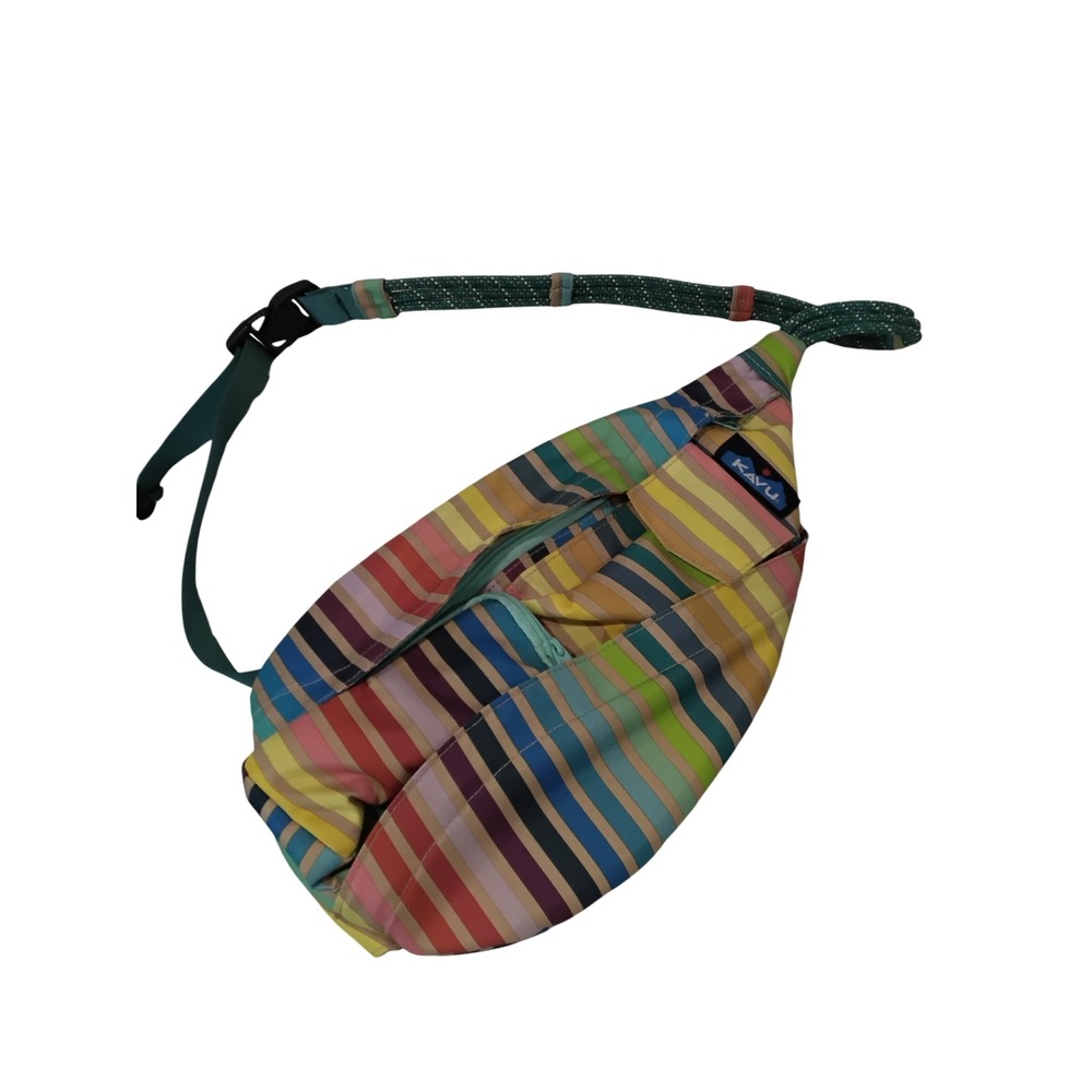 Kavu Rope Sling Bag Striped Crossbody Shoulder Backpack Travel Hike Multi‎